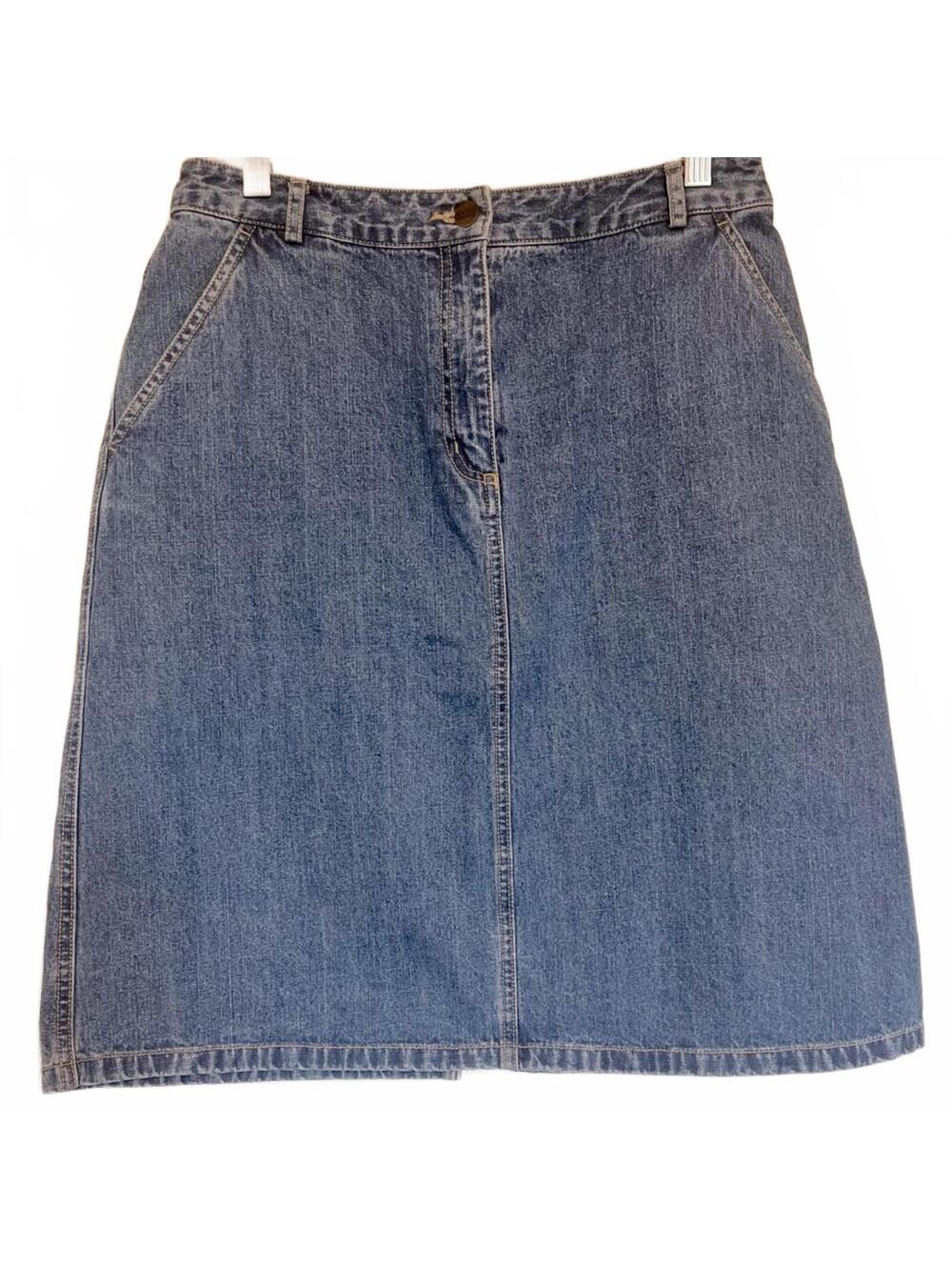 L.L. Bean Classic Denim Skirt Blue Jean Casual Preppy Everyday Style